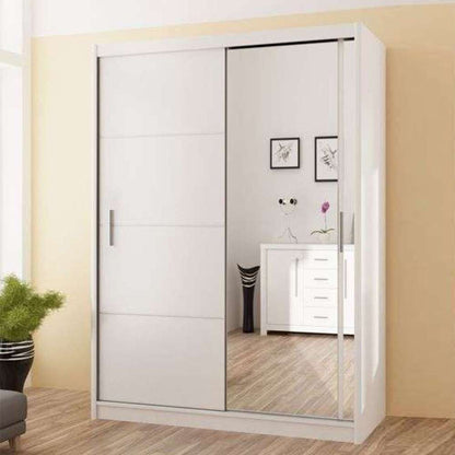 Vista Mirrored Sliding Door Wardrobe - Black, White and Oak