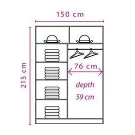 Athens 2 Sliding Door Wardrobe 150cm - Walnut