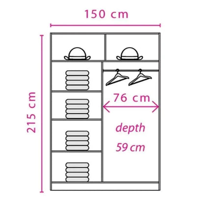 React Sliding Door Wardrobe 150cm - Walnut