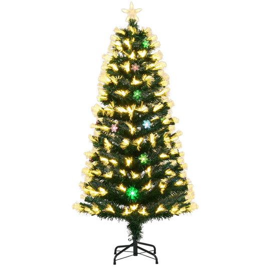 120/150 cm Fiber Optic Christmas Tree Artificial Pre-lit Xmas Tree with 8 Lighting Modes-1.5 M