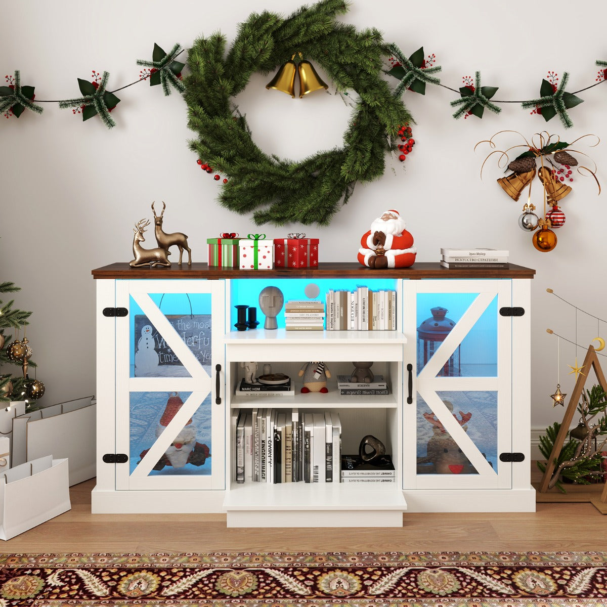 150 CM Media Console Table TV Cabinet for TVs up to 68 Inch-White