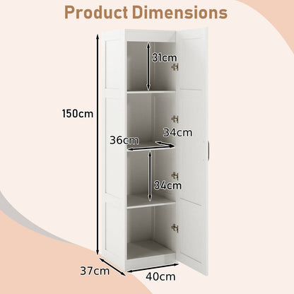150 cm Tall 4-Tier Freestanding Storage Floor Cabinet-White
