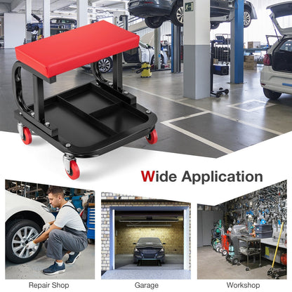 150 kg Capacity Rolling Mechanic Stool with Tool Tray