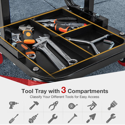 150 kg Capacity Rolling Mechanic Stool with Tool Tray