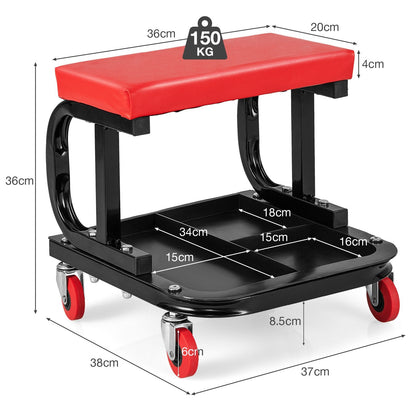 150 kg Capacity Rolling Mechanic Stool with Tool Tray