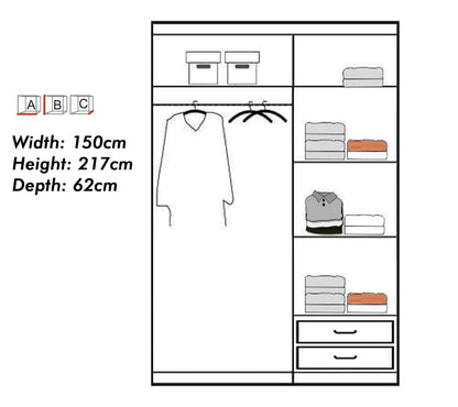 Texas White High Gloss Sliding Door Wardrobe - 3 Sizes