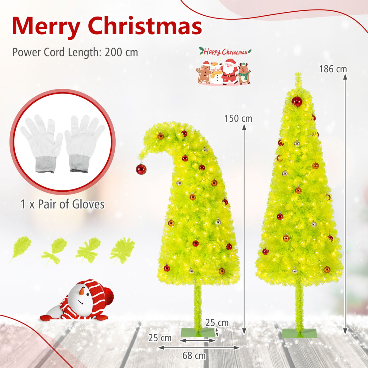 150cm Pre-Lit Whimsical Christmas Tree with Bendable Crooked Top and Warm White LED Lights