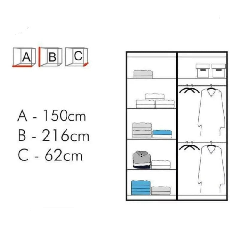 Chicago II Sliding Door Wardrobe - White, Black, Oak, Walnut, Wenge, Grey