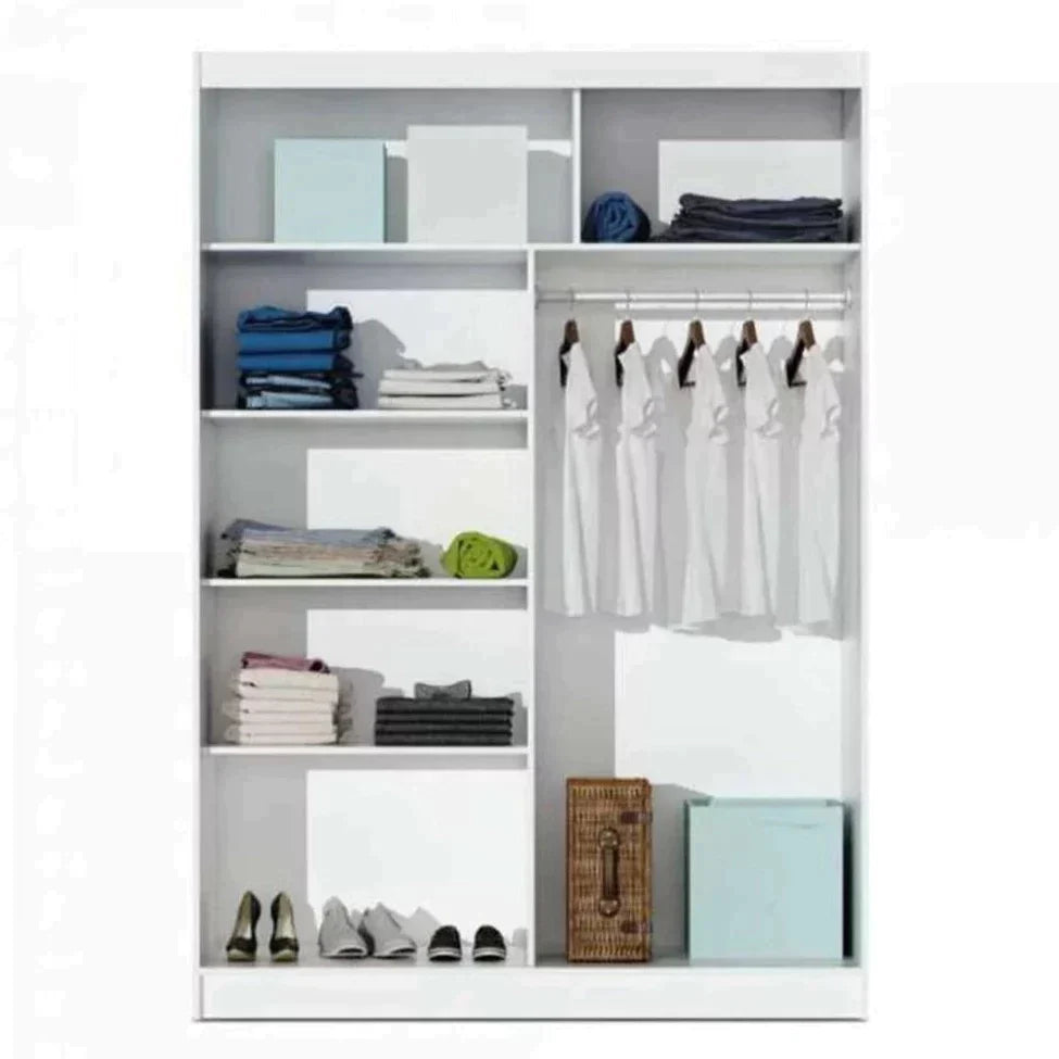 Full Mirrored White Sliding Wardrobe - 4 Sizes