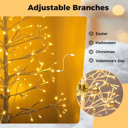 1.5/1.8m Lighted Birch Tree Twig Tree with 240 Warm White LED Lights-1.5 M