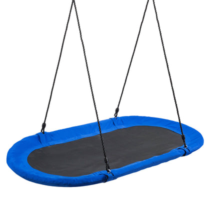 150 cm Oval Swing with Height-Adjustable Rope for Outdoor Indoor-Blue