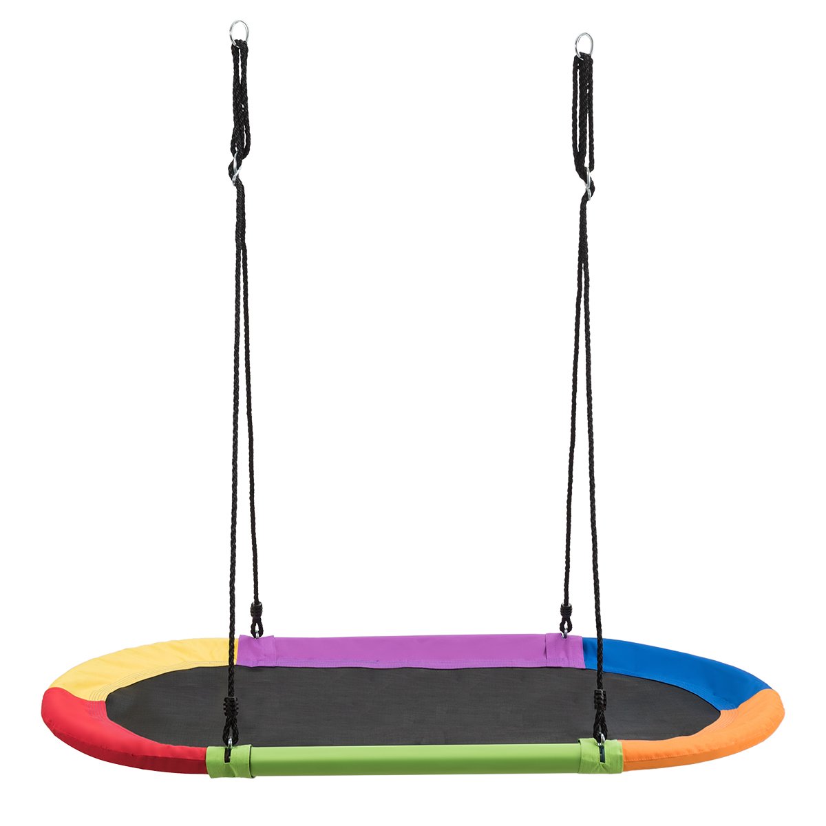 150 cm Oval Swing with Height-Adjustable Rope for Outdoor Indoor-Multicolor