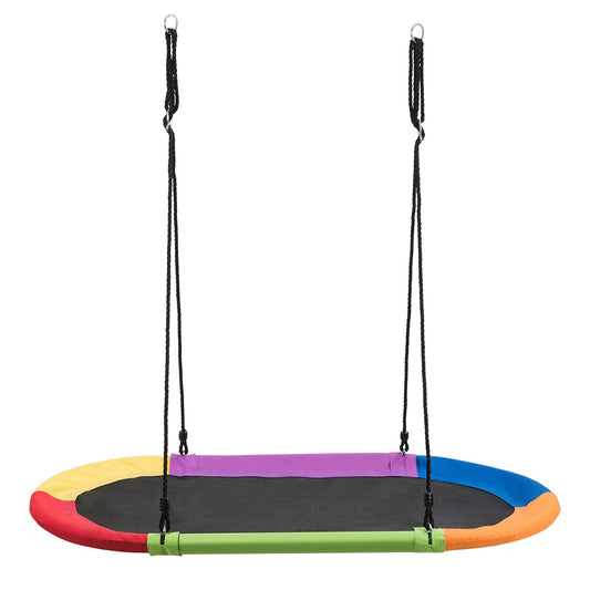 150 cm Oval Swing with Height-Adjustable Rope for Outdoor Indoor-Multicolor
