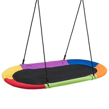 150 cm Oval Swing with Height-Adjustable Rope for Outdoor Indoor-Multicolor