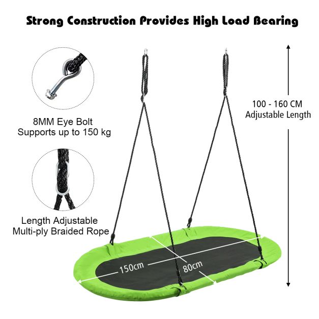 Flying Oval Tree Swing Set with Adjustable Hanging Ropes for Outdoor Use