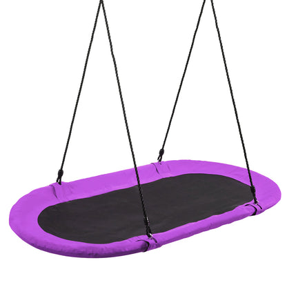 150 cm Oval Swing with Height-Adjustable Rope for Outdoor Indoor-Purple