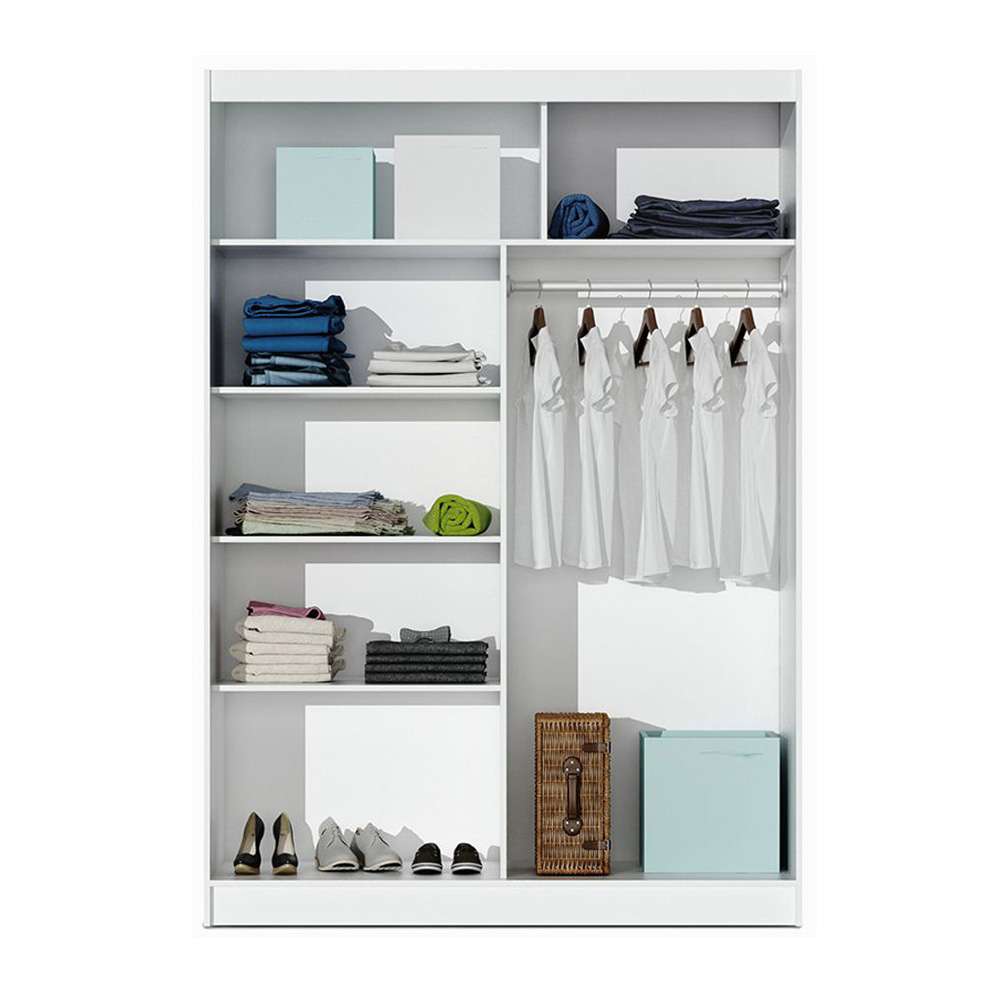 Vista Mirrored Sliding Door Wardrobe 150 cm- Black, White and Oak