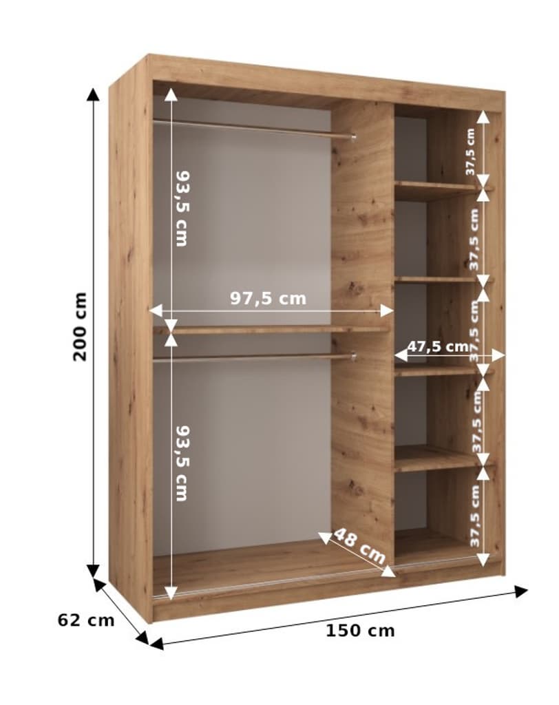 Verona 02 Sliding Door Wardrobe 150cm