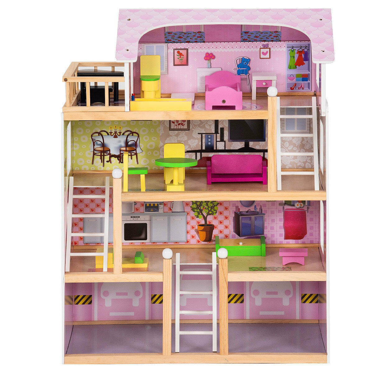 Wooden Doll's House with Accessories