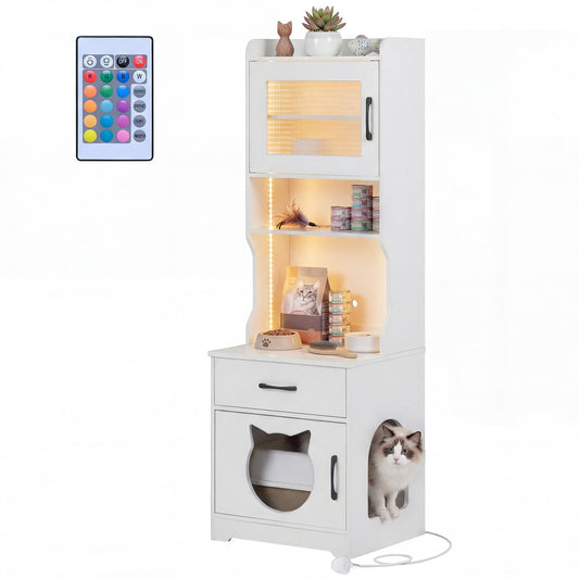 152 cm Tall Cat Litter Box Enclosure in White