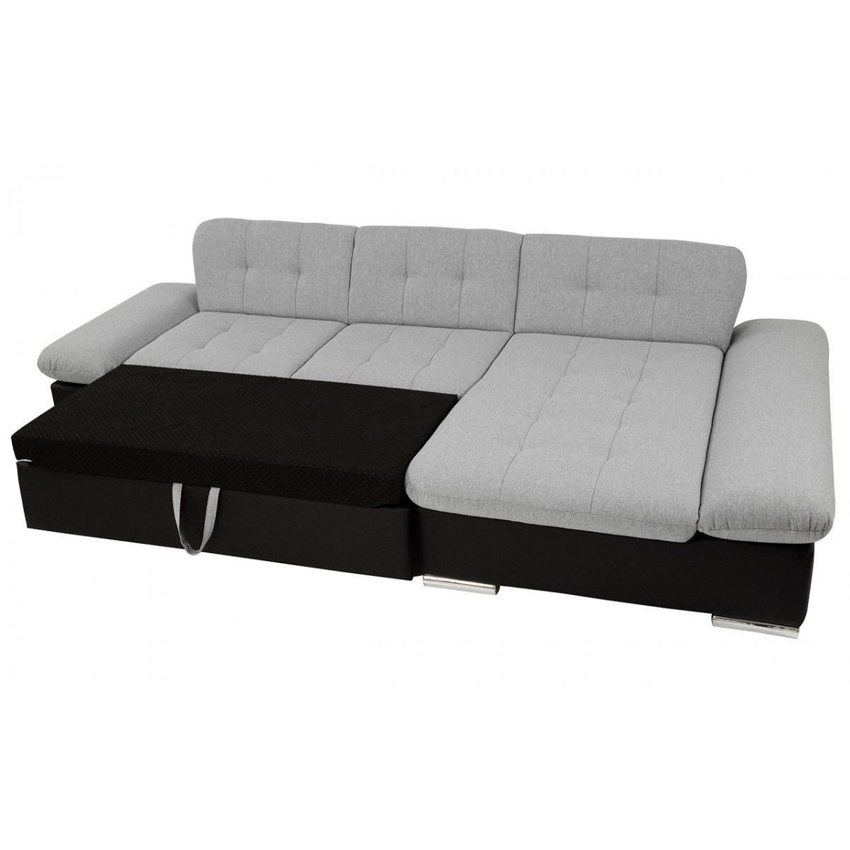 Malvi Leather and Fabric Storage Corner Sofa Bed