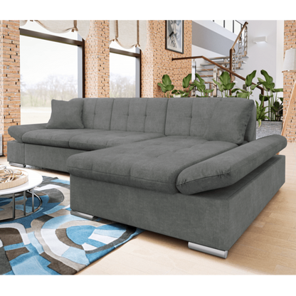 Malvi Leather and Fabric Storage Corner Sofa Bed