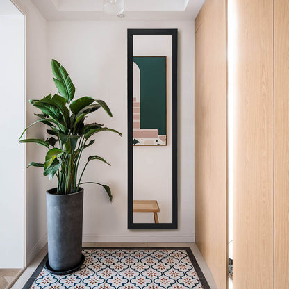 153 x 37 cm Wooden Frame Rectangle Full Length Mirror-Black