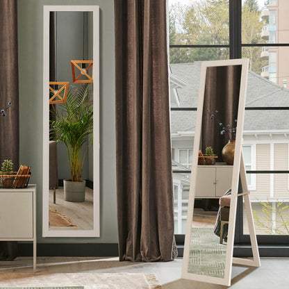 153 x 37 cm Wooden Frame Rectangle Full Length Mirror-White