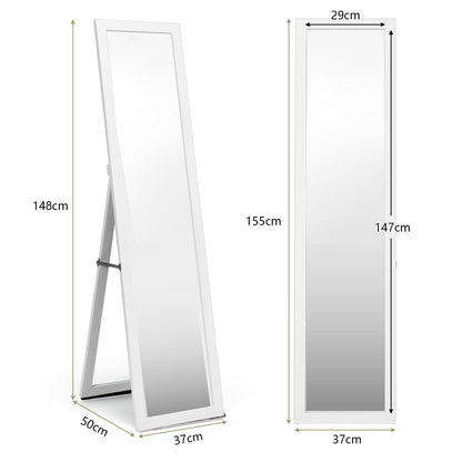153 x 37 cm Wooden Frame Rectangle Full Length Mirror-White