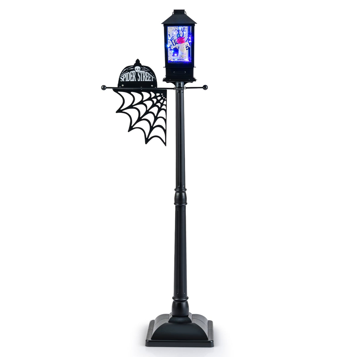 155 cm Halloween Lamp Post Sound-Activated with Black Snowy Effects-Black