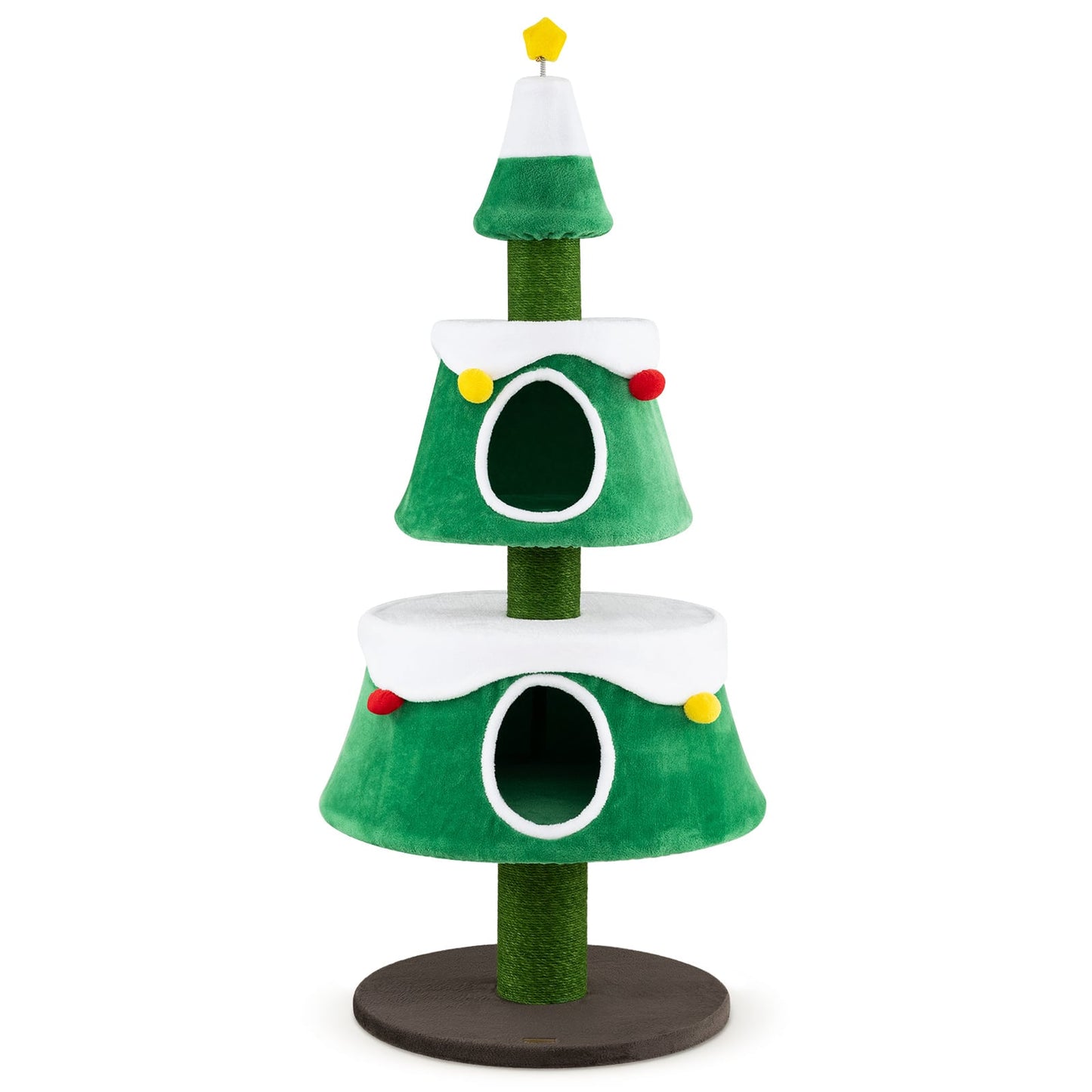 156 cm Cat Christmas Tree with 2 Condos and Scratching Posts for Holiday Style-Green