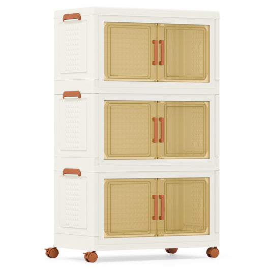 156L Stackable Plastic Collapsible Storage Bins with Lids
