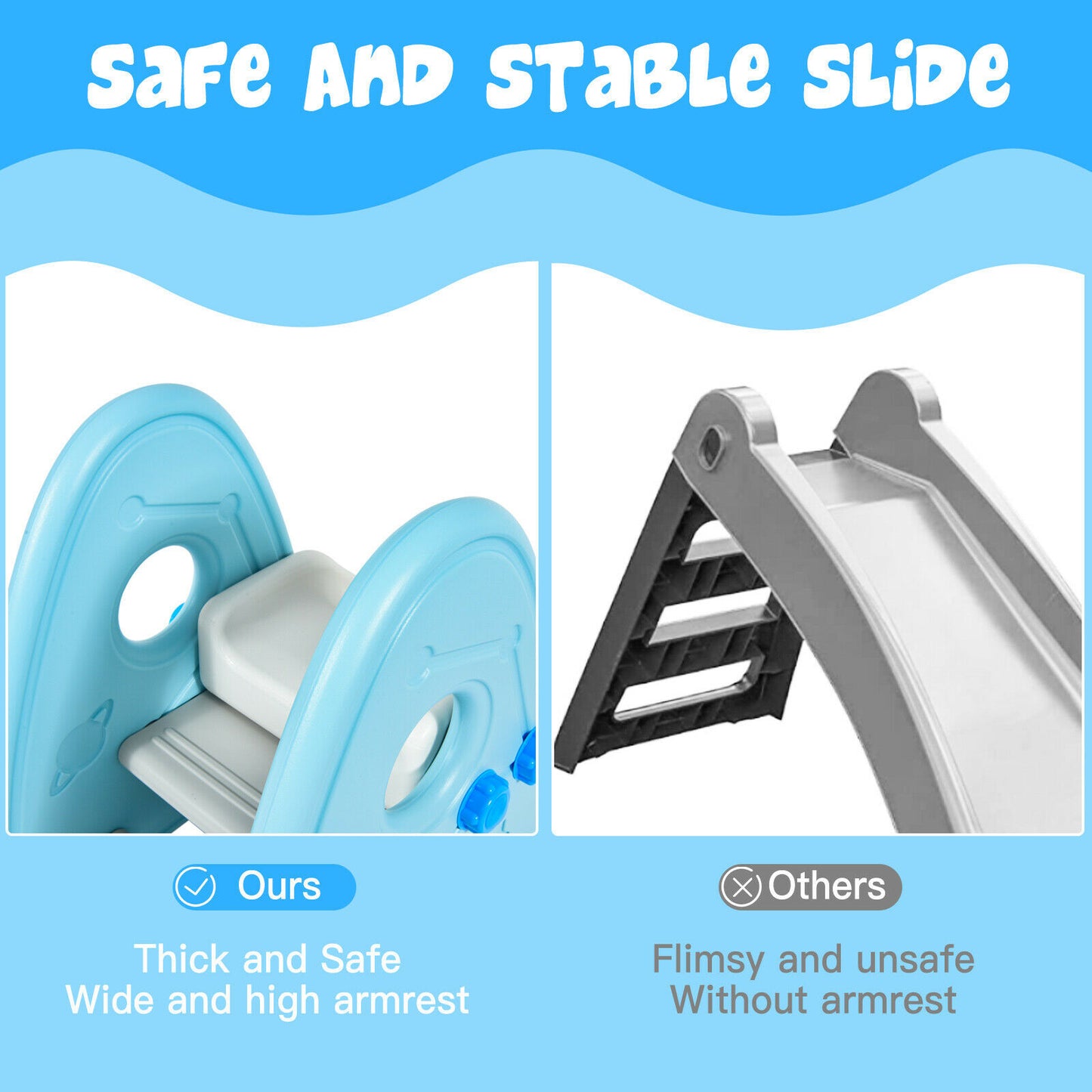 Kids Slide Playground Garden Climber Slide Set Children Baby Toys Out / Indoor-Blue