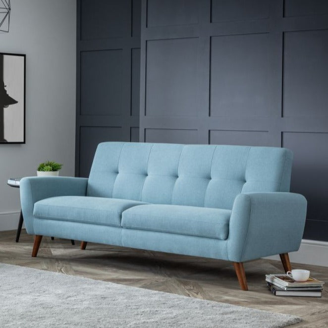 Monza Compact And Stylish 3 Seater Retro Sofa - Blue