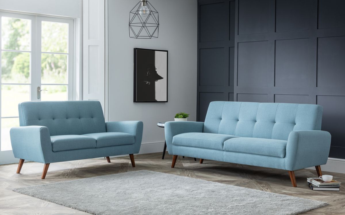 Monza Compact And Stylish 3 Seater Retro Sofa - Blue