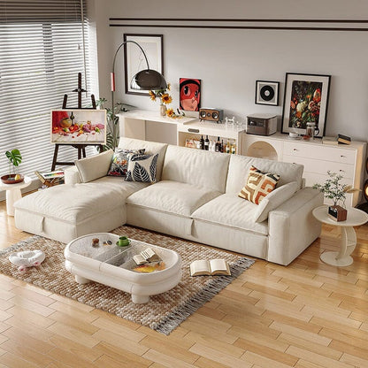 Cottonfy Creamy Tofu Block Pullout Sofa Bed with Storage