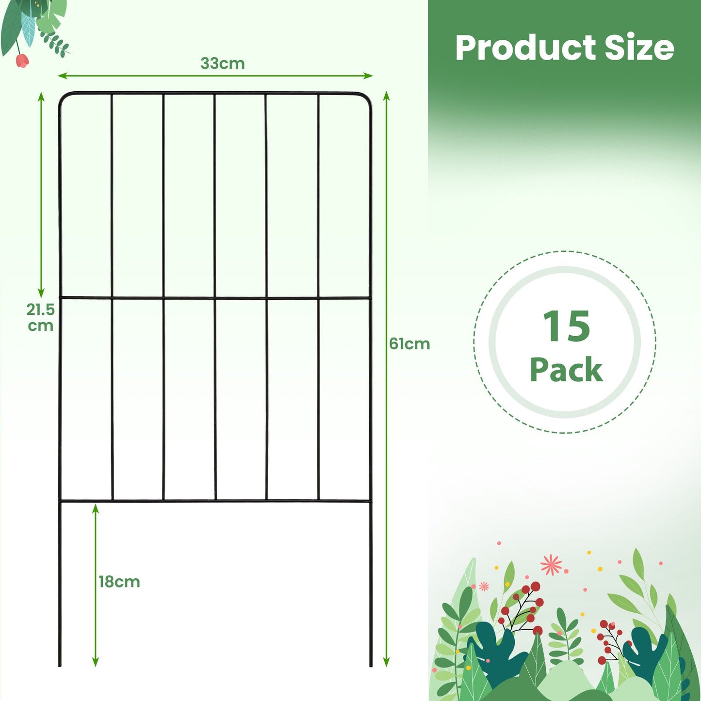 15 Pack Decorative Garden Fence for Landscape Garden Yard Decor