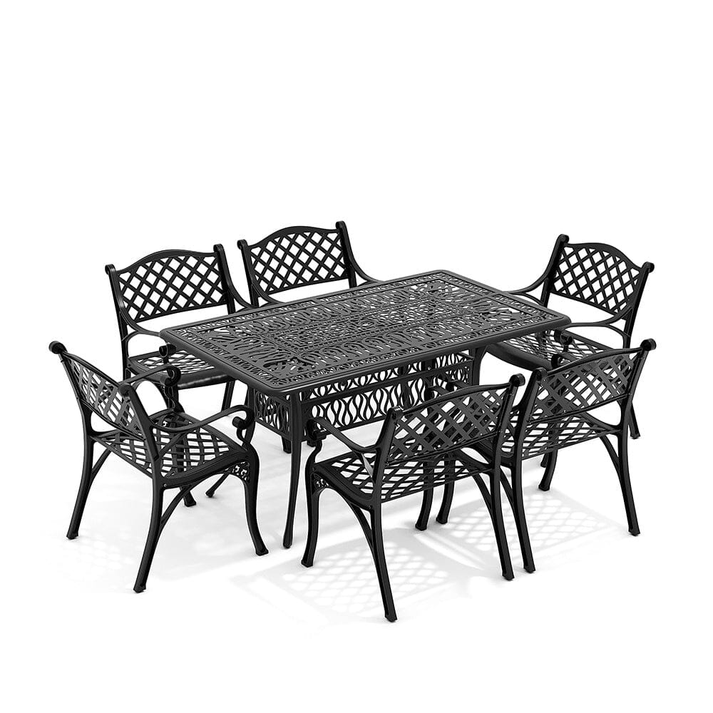 4/6 Seater Aluminium Garden Dining Set with Parasol Hole