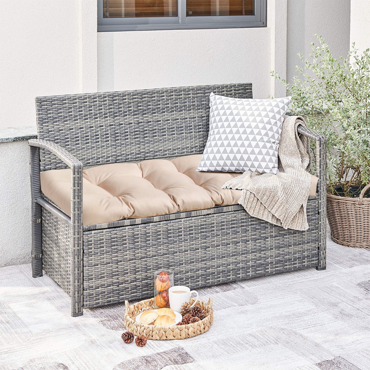 15cm Thick Garden Bench Cushion for Outdoor and Indoor Use-Beige