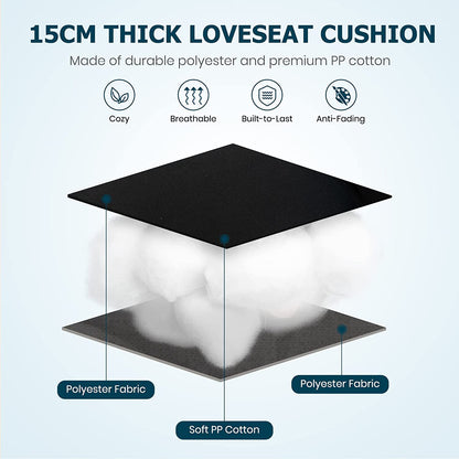 15cm Thick Garden Bench Cushion for Outdoor and Indoor Use-Black
