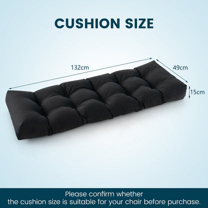 15cm Thick Garden Bench Cushion for Outdoor and Indoor Use-Black