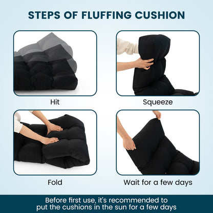 15cm Thick Garden Bench Cushion for Outdoor and Indoor Use-Black