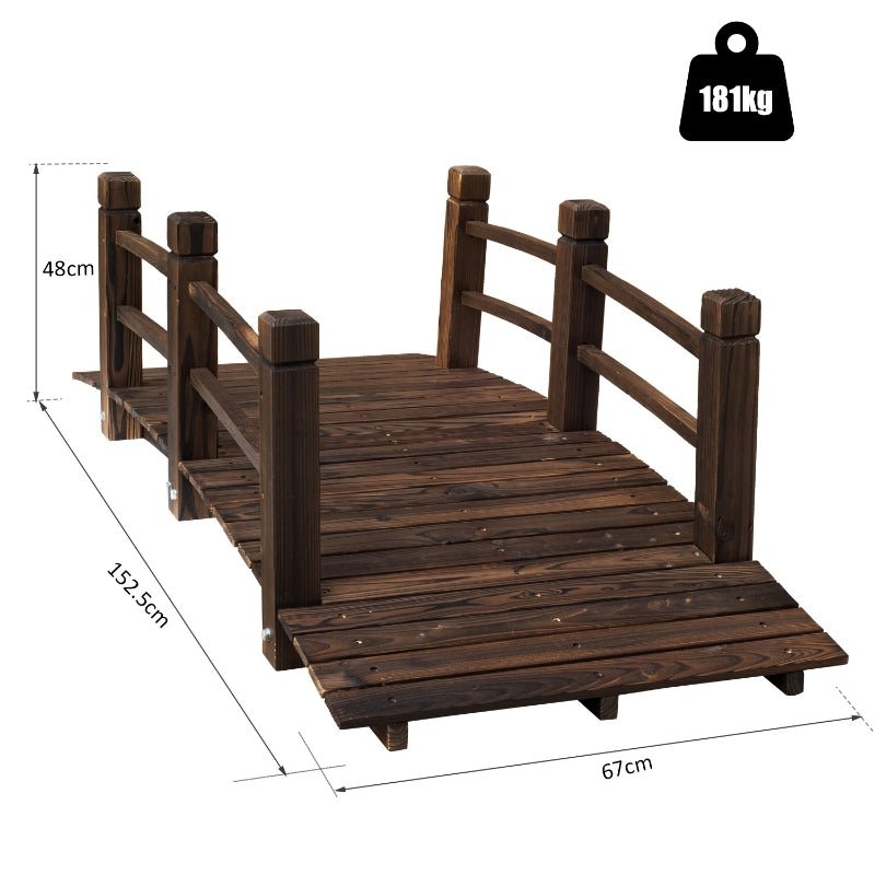 1.5M Wooden Garden Bridge Lawn Décor - Furniture Gold