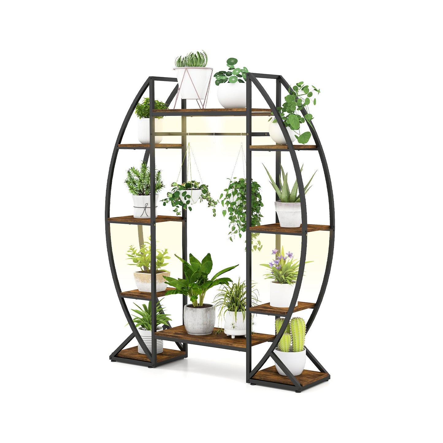 160CM Tall Indoor Plant Stand with Grow Lights-Coffee