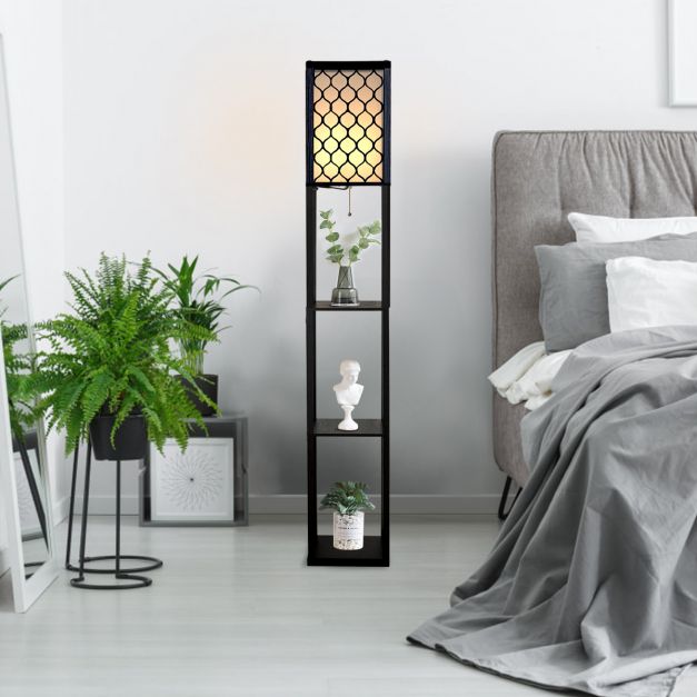 160 cm Floor Lamp with 3-Tier Shelf for Room Decoration