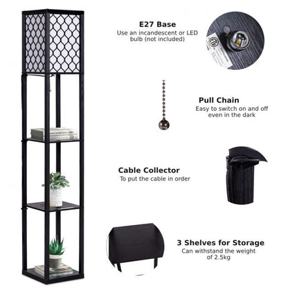 160 cm Floor Lamp with 3-Tier Shelf for Room Decoration