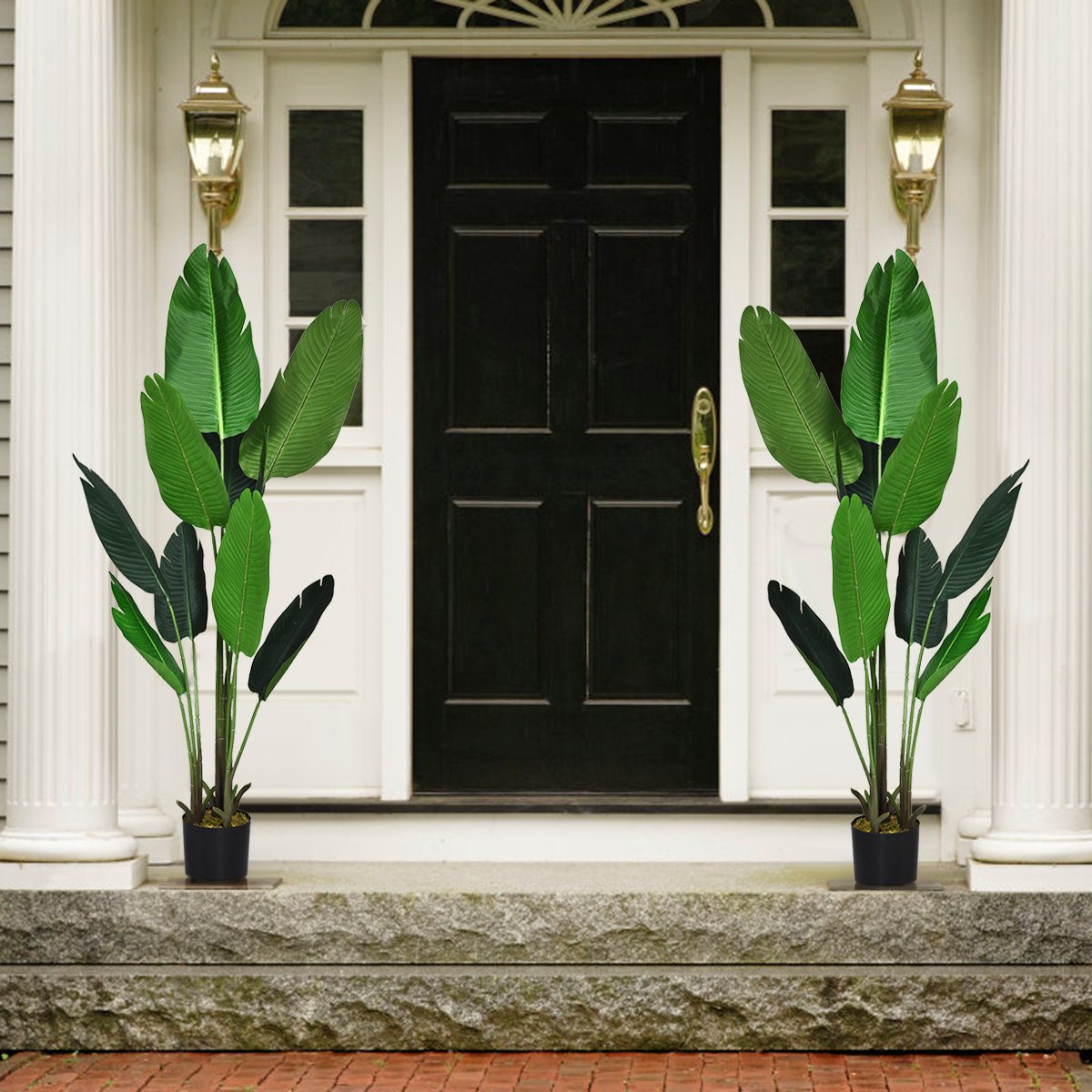 160cm Artificial Tropical Palm Tree with 10 Leaves and Black Pot