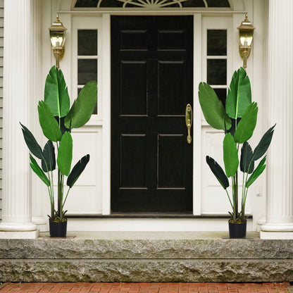 160cm Artificial Tropical Palm Tree with 10 Leaves and Black Pot