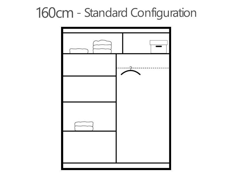 Dexter Sliding Door 160cm Wardrobe - White, Black, Grey