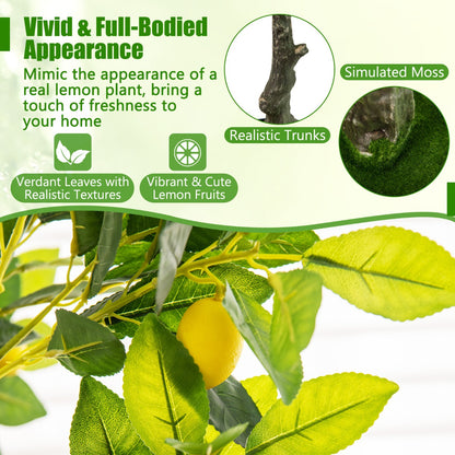 160cm Tall Set of 2 Fake Lemon Plant with Lemon Fruits and Cement Pot